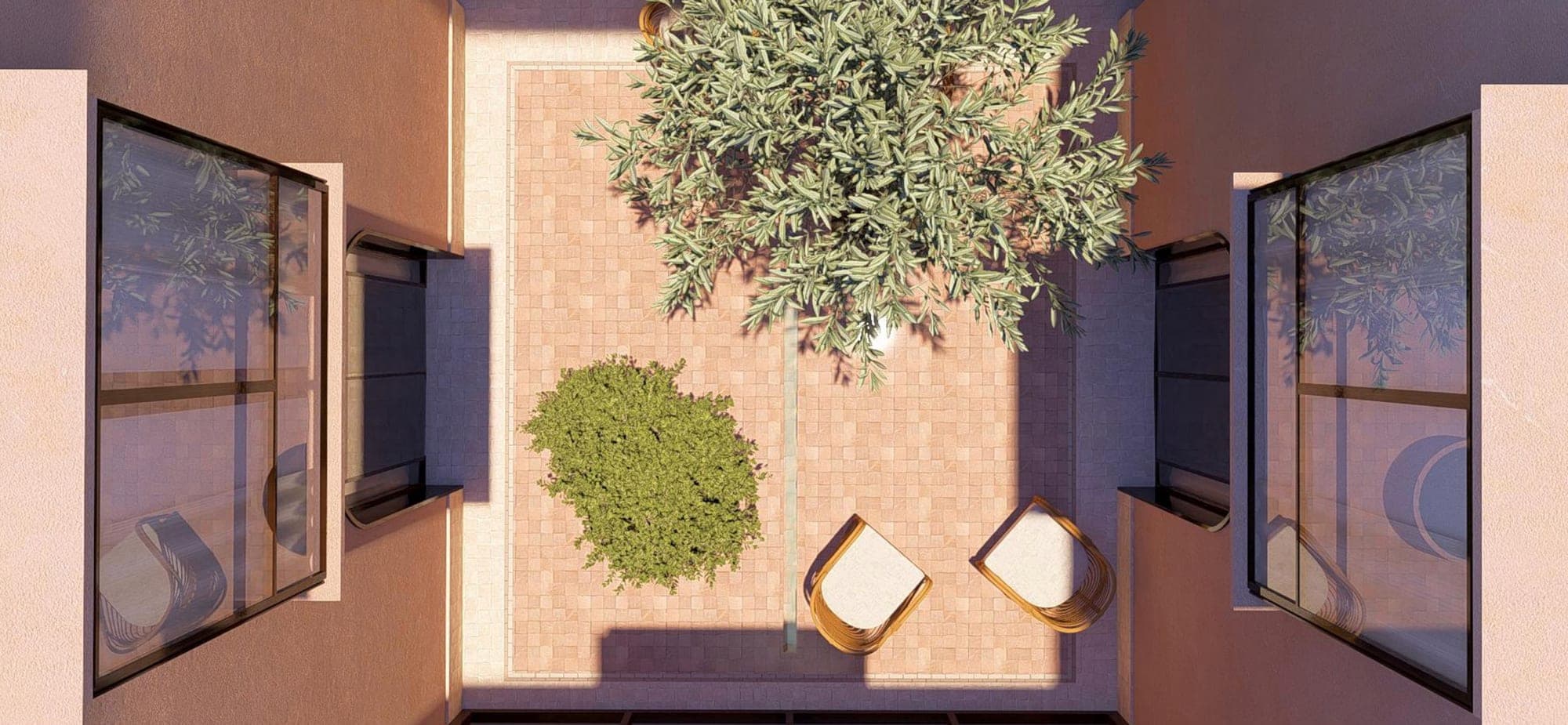 Riad Ozan — Quatre chambres, un patio, un rooftop sur les toits de la Médina. Une maison dessinée pour ralentir.